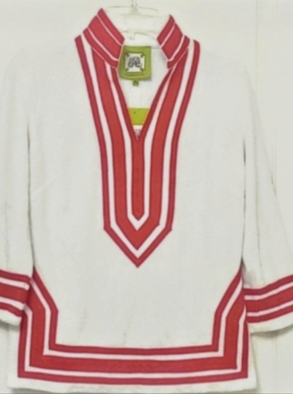 Elizabeth McKay White/Hot Pink French Terry Tunic Top. Size Small. NWT